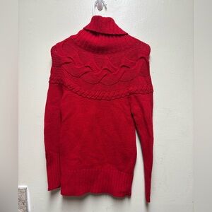 ann taylor Loft sweater Cowl Neck Red Small Knit Wool Blend Holiday